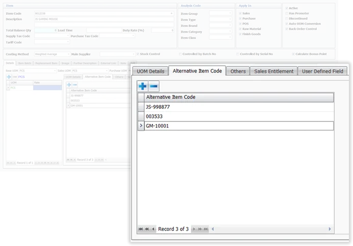 Applicability of Stock Items